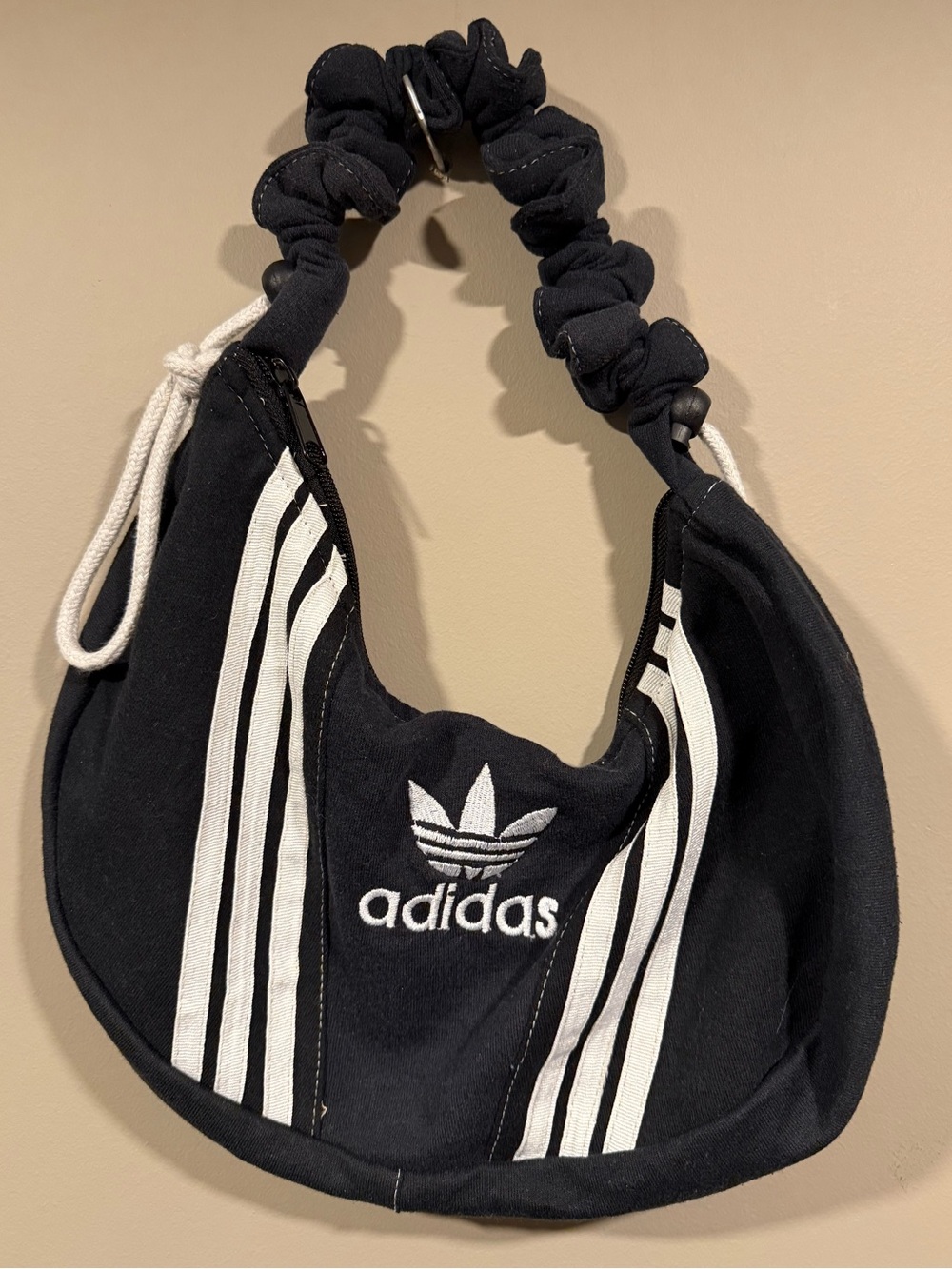 Adidas Cute Custom rework womens three stripes purse w/Scrunchie handle